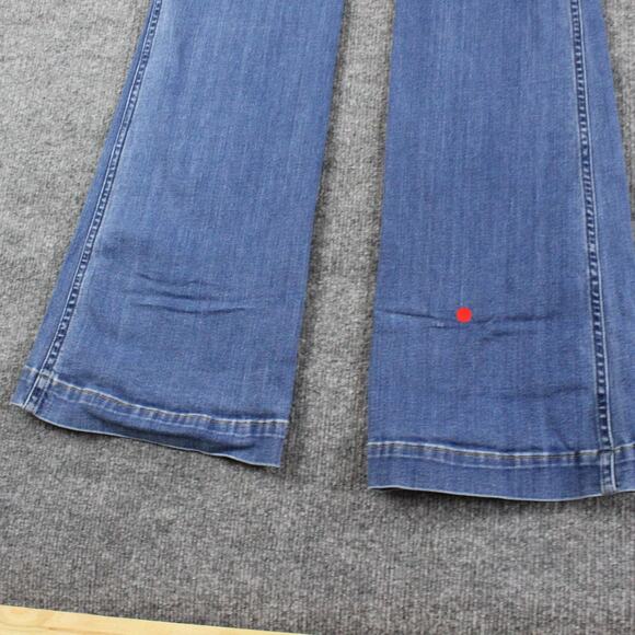 Spanx Jeans Large Tall Long Flare High Rise Pull On Blue Stretch Shaping Denim - Picture 4 of 10